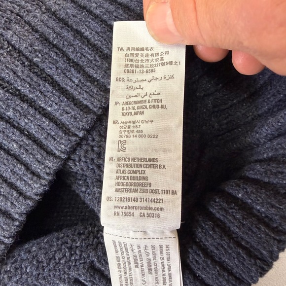 Abercrombie & Fitch Mens Muscle Fit Ribbed Crewneck Sweater Charcoal Gray Large - Picture 5 of 15